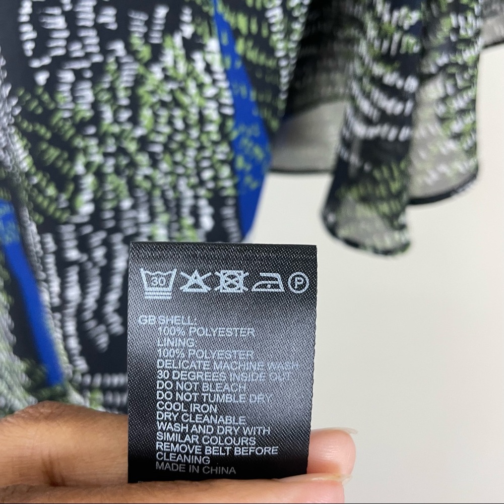 REISS Sophie Chiffon Mini Dress Green Jungle Print Green  Size 0 - Picture 8 of 12